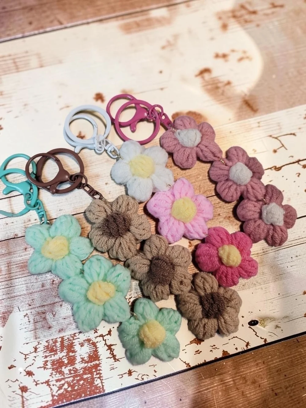 Floral Crochet Keychains/ Bag Charms Choose Your Color